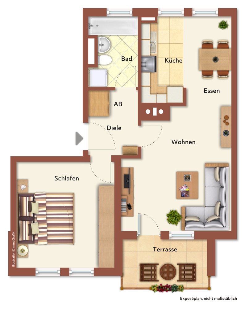 Erdgeschoss Terrassenwohnung Oberg�nzburg